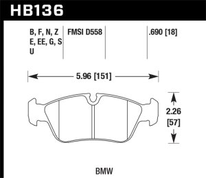 BMW 325 Brake Pad Set - Front - Hawk Performance - Blue 9012 - `01-`07 BMW 325 Brake Pad Set - Front - Hawk Performance - Blue 9012 - `01-`07